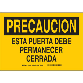 Picture of Brady B-555 Aluminum Rectangle Yellow Spanish Door Sign part number 38337 (Main product image)