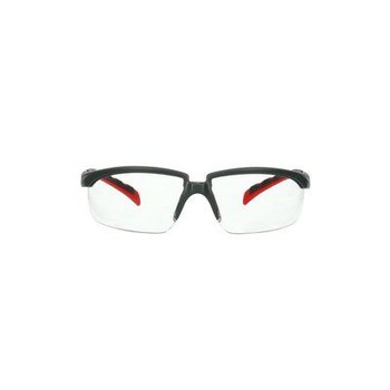 3M Solus 2000 Series Safety Glasses S2001SGAF-RED - Scotchgard Anti-Fog Clear Lens - Gray/Red Ratcheting Temples