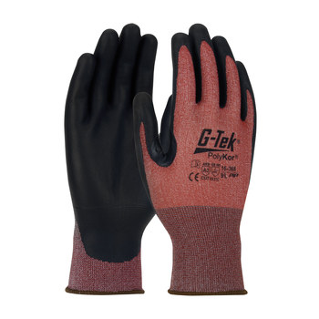PIP G-Tek PolyKor X7 16-368 Burgundy/Black Large Cut-Resistant Gloves -  ANSI A3 Cut Resistance - Neofoam Palm & Fingers Coating - 9.6 in Length 