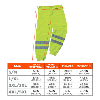 Ergodyne High-Visibility Pants 8910 22955 - Size Large/XL - High-Visibility Lime