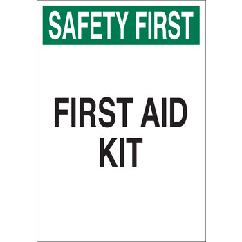 Picture of Brady B-302 Polyester Rectangle White English First Aid Sign part number 85323 (Main product image)