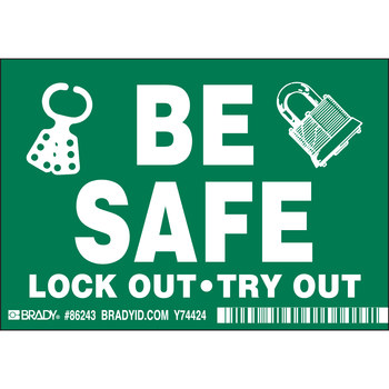 Brady 86243 Lockout / Tagout Label, 5 in x 3 1/2 in, Polyester, White ...