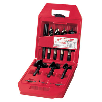 Picture of Milwaukee 7/8 in, 1 1/8 in, 1 1/4 in, 1 1/2 in, 1 3/4 in, 2 1/8, 2 9/16 in High Speed Steel Plumber's Selfeed Bit Kit 49-22-0065 (Main product image)