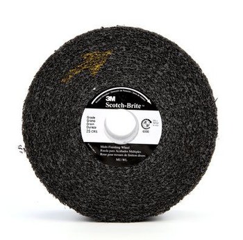 3M Scotch-Brite MU-WL Convolute Silicon Carbide Soft Deburring Wheel - Coarse Grade - Arbor Attachment - 6 in Diameter - 1 in Center Hole - 2 in Thickness - 13176