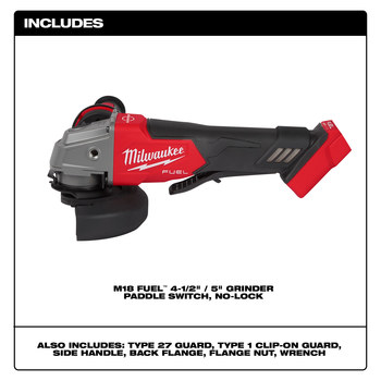 Milwaukee M18 FUEL M18 REDLITHIUM Battery Braking Grinder - 5 in Diameter - 2880-20