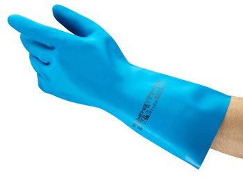 Ansell AlphaTec 37-501 Blue 10.5 Unsupported Chemical-Resistant Gloves - 13 in Length - 0.016 in Thick