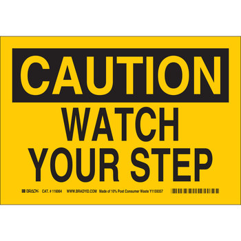 Picture of Brady B-563 High Density Polypropylene Rectangle Yellow English Fall Prevention Sign part number 116229 (Main product image)