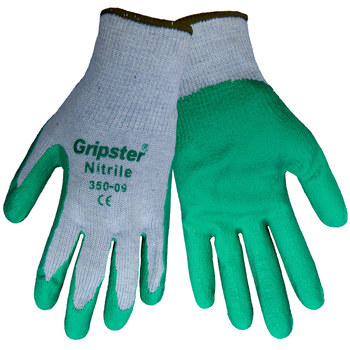 Picture of Global Glove Gripster 350 Gray/Green Large Cotton/Polyester Full Fingered Work Gloves (Main product image)