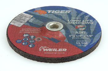 Weiler Tiger Snagging Wheel 57074 - 4 in - Aluminum Oxide - 24