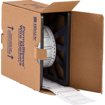Picture of Brady Permasleeve White Heat-Shrinkable Polyolefin Thermal Transfer HX-750-2-WT-2 Die-Cut Thermal Transfer Printer Sleeve (Main product image)