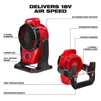Milwaukee M12 6 in Mounting Fan - 0820-20