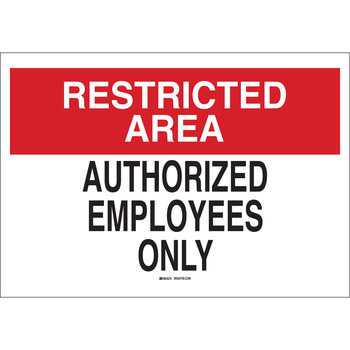 Picture of Brady B-401 High Impact Polystyrene Rectangle White English Restricted Area Sign part number 22177 (Main product image)