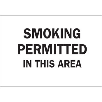 Picture of Brady B-302 Polyester Rectangle White English Smoking Area Sign part number 88471 (Main product image)