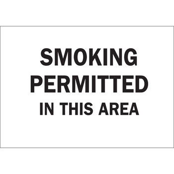 Picture of Brady B-302 Polyester Rectangle White English Smoking Area Sign part number 88472 (Main product image)
