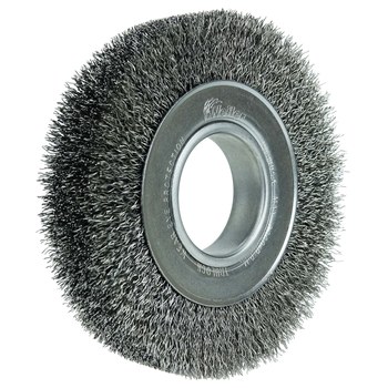 Weiler 03060 Wheel Brush - 6 in Dia - Crimped Steel Bristle