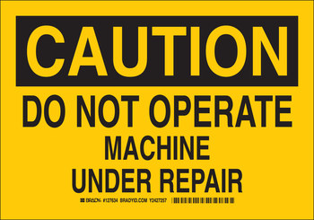 Picture of Brady B-401 Polystyrene Rectangle Yellow English Equipment Safety Sign part number 127636 (Main product image)
