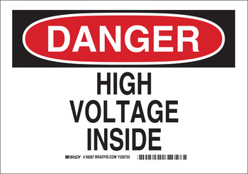 Picture of Brady B-120 Fiberglass Reinforced Polyester Rectangle White English Electrical Safety Sign part number 87678 (Main product image)