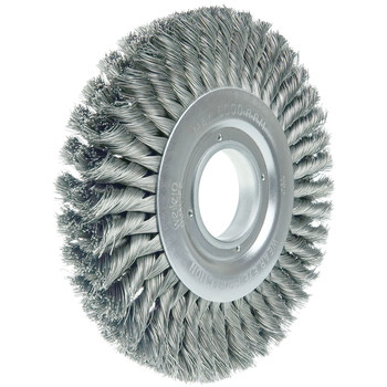 Weiler 09430 Wheel Brush - 8 in Dia - Knotted - Standard Twist Steel Bristle