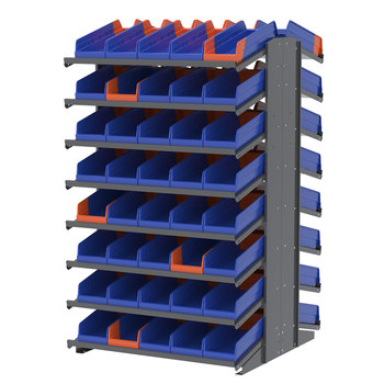 Picture of Akro-Mils APRD1836468 1800 lb Blue Gray Powder Coated Steel 16 ga Double Sided Fixed Rack (Main product image)