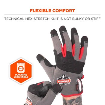 Ergodyne ProFlex 710CR Gray/Black/Red Medium EVA Cut-Resistant Gloves - ANSI A4 Cut Resistance - Kevlar Coating - 17123