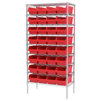 Picture of Akro-Mils AWS183630088 Shelfmax 2000 lb Adjustable Red Chrome Steel Open Fixed Shelving System (Main product image)
