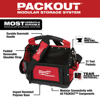 Milwaukee PACKOUT Red Polyester Tote - 15.0 Length - 15.0 Wide - 48-22-8315