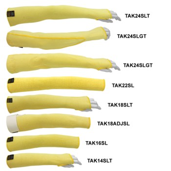 Picture of Global Glove TAK24SLT Yellow 24 in Taeki 5 Cut-Resistant Cape Sleeves Only (Main product image)