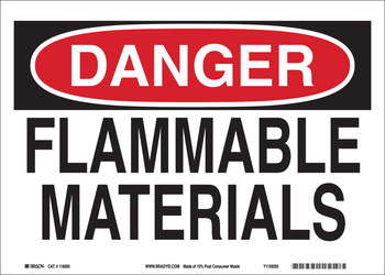 Picture of Brady B-120 Fiberglass Reinforced Polyester Rectangle White English Flammable Material Sign part number 122825 (Main product image)