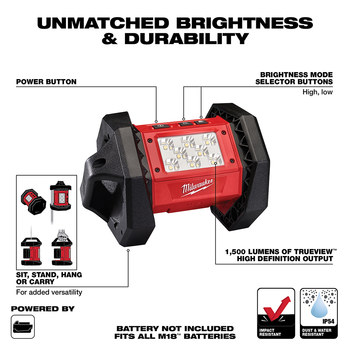 Milwaukee M18 2361-20 Flood Light - LED - Red/Black - 30065