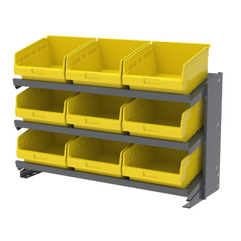 Picture of Akro-Mils APRBENCH010 APRBENCH Yellow Gray Powder Coated Steel 16 ga Single Sided Bench Pick Rack (Main product image)
