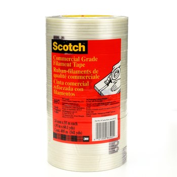 3M Scotch 897 Clear Filament Strapping Tape - 24 mm Width x 55 m Length - 6 mil Thick - 86525