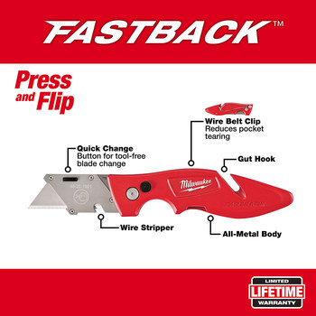 Milwaukee FASTBACK 48-22-1901 Utility Knife - Aluminum - 6.75 in - 20464