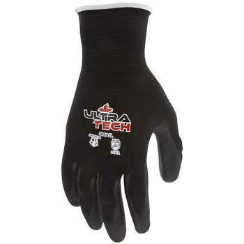 MCR Safety UltraTech Black 2XL Work Gloves - A1 Cut Resistance - Polyurethane Palm Coating - 96691XXL