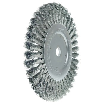 Weiler 08138 Wheel Brush - 8 in Dia - Knotted - Standard Twist Steel Bristle