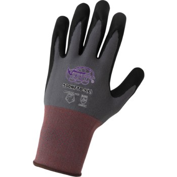 Global Glove Tsunami Grip 500NFTD Black/Gray 9 Nylon Work Gloves - Nitrile Foam Dotted Palm & Fingers Coating - 500NFTD/9