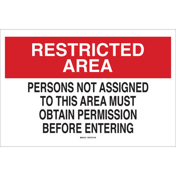 Picture of Brady B-401 High Impact Polystyrene Rectangle White English Restricted Area Sign part number 22188 (Main product image)