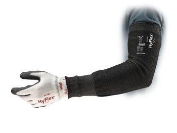 Picture of Ansell HyFlex 11-250 Black 9 INTERCEPT Poly/cotton with Kriss-Cross grip pattern, mediumweight Cut-Resistant Arm Sleeve (Main product image)