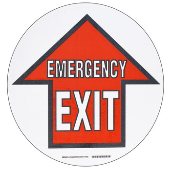 Picture of Brady Toughstripe B-534 Polyester Circle White English Emergency Exit Sign part number 104495 (Main product image)