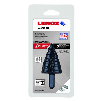 Lenox Vari Bit 7 8 to 1 3 8 in Step Drill Bit 30912VB12 Steam Oxide Finish High Speed Steel RSHughes