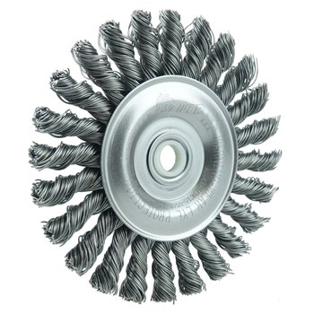 Weiler 08534 Wheel Brush - 4 in Dia - Knotted - Cable Twist Steel Bristle