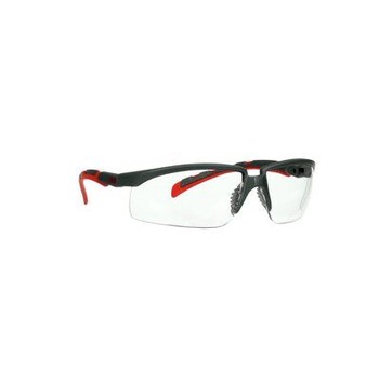 3M Solus 2000 Series Safety Glasses S2001SGAF-RED - Scotchgard Anti-Fog Clear Lens - Gray/Red Ratcheting Temples