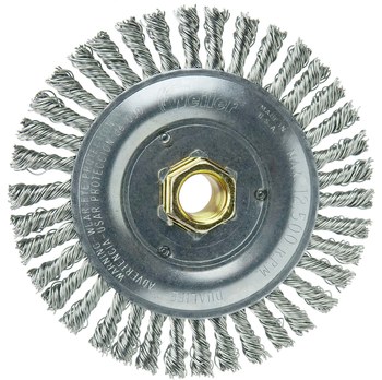 Weiler Dually 79812 Wheel Brush - 5 in Dia - Knotted - Stringer Bead Stainless Steel Bristle