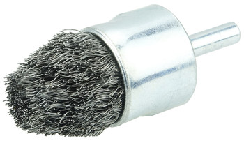 Weiler Steel Cup Brush - Shank Attachment - 1 in Diameter - 0.010 in Bristle Diameter - Brush Style: Controlled Flare - 10309