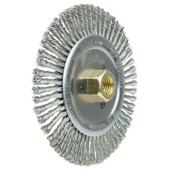 Weiler Dually 79815 Wheel Brush - 6 in Dia - Knotted - Stringer Bead Stainless Steel Bristle