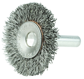Weiler 17931 Wheel Brush - 1-1/2 in Dia - Crimped Stainless Steel Bristle