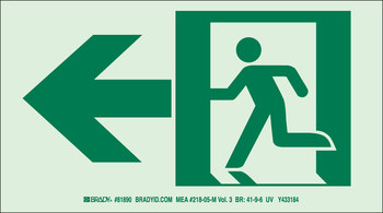 Picture of Brady Bradyglo B-985 Polyester / Polystyrene Rectangle White English Exit Sign part number 114686 (Main product image)