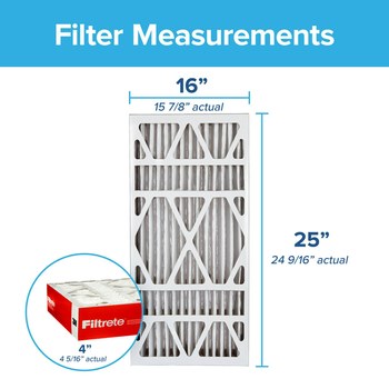 3M Filtrete Allergen Reduction 16 in x 25 in x 4 in NADP01-4IN-4 MERV 11, 1000 MPR Air Filter - Deep Pleat - 87091