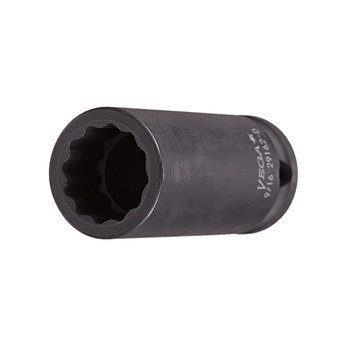 Vega Tools 21102-D 12 Point 11 mm Long Length Impact Socket - S2 Modified Steel - 3/8 in Square Drive - A - Tapered - 50.0 mm Length - 01825