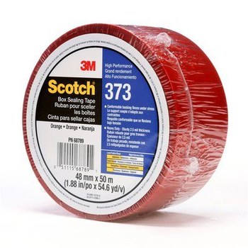 3M Scotch 373 Orange Box Sealing Tape - 48 mm Width x 50 m Length - 2.5 mil Thick - 68789