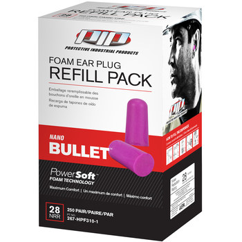 Picture of PIP PowerSoft Nano Bullet Purple Standard Polyurethane Foam Disposable Uncorded Tapered Ear Plugs (Main product image)
